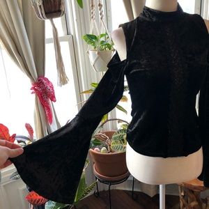 Velvety Bell-Sleeved Top